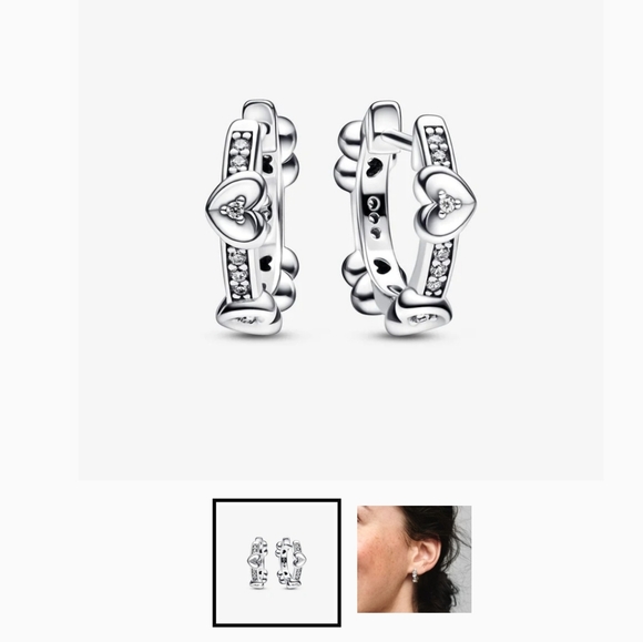 Pandora Radiant Sparkling Heart Hoop Earrings - Picture 1 of 4
